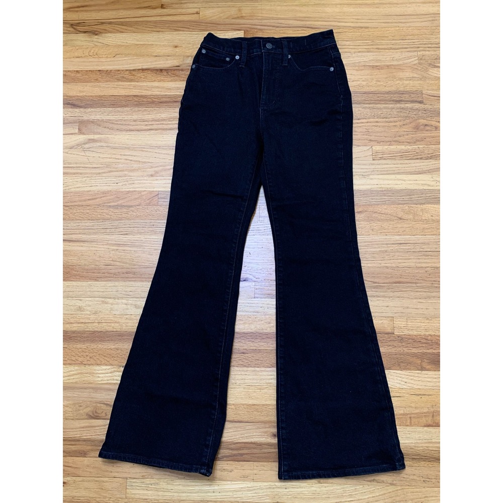Madewell The Perfect Vintage Flare Jean Black High Rise Stretch Denim Size 26